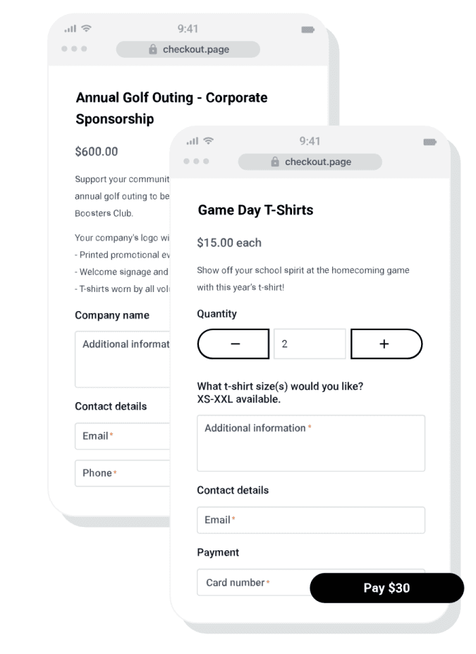 A screenshot of the Autobooks checkout feature.