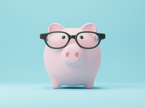 Image of a Piggy Bank with Glasses
