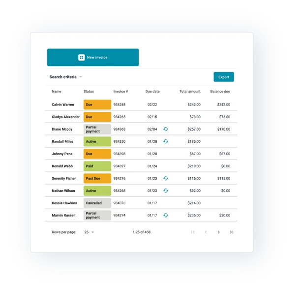 A screenshot of Autobooks invoicing tools